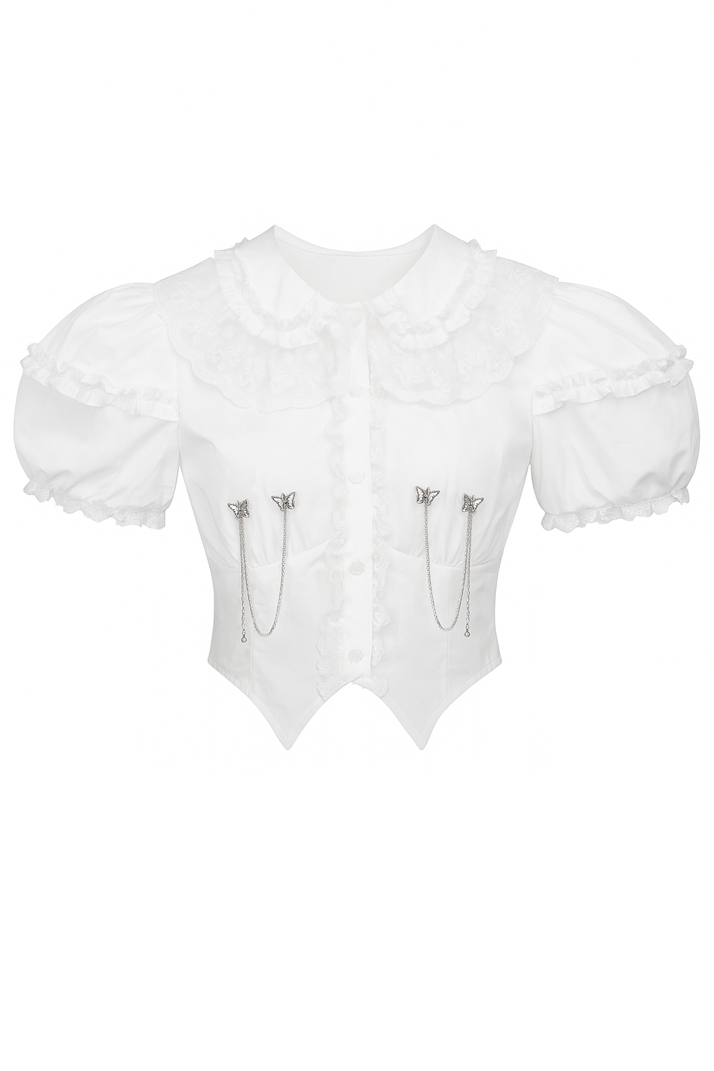 Pierced Heart Frill Blouse with detachable sleeves
